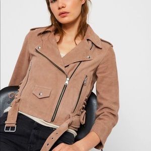 BNWT All Saints Layla Crop Suede Biker Jacket, US 6